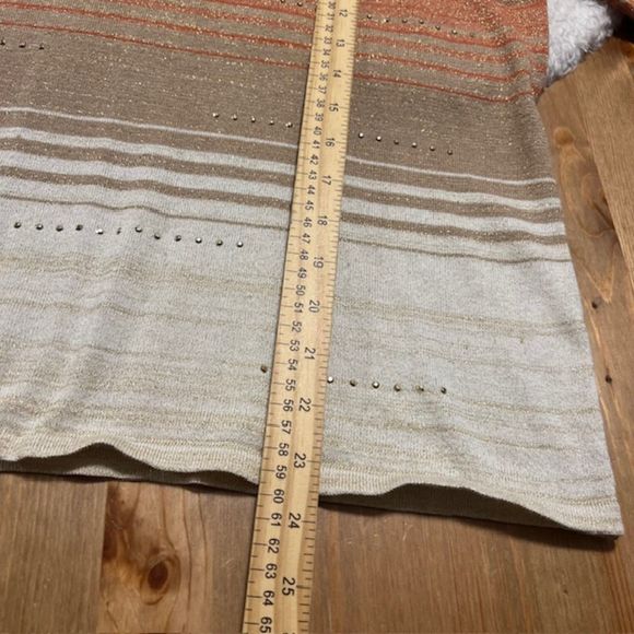 Alfred Dunner Womens Orange Cream Striped Quarter Sleeves Top Size Small - Picture 10 of 10